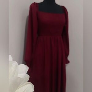 Beautiful Simple Long Dress - Burgundy -